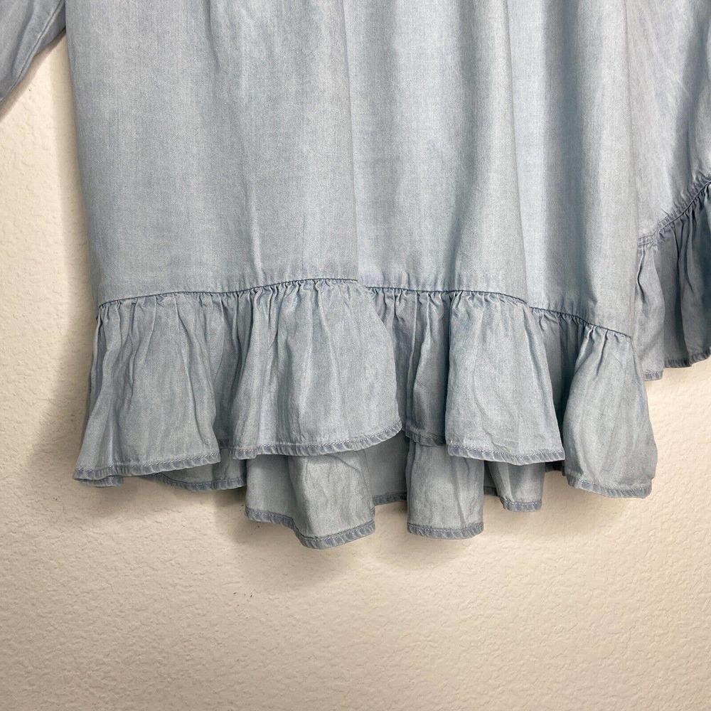 Sanctuary Chambray On or Off the Shoulder Chambray Ruffle Blouse Sz XS - Picture 5 of 7